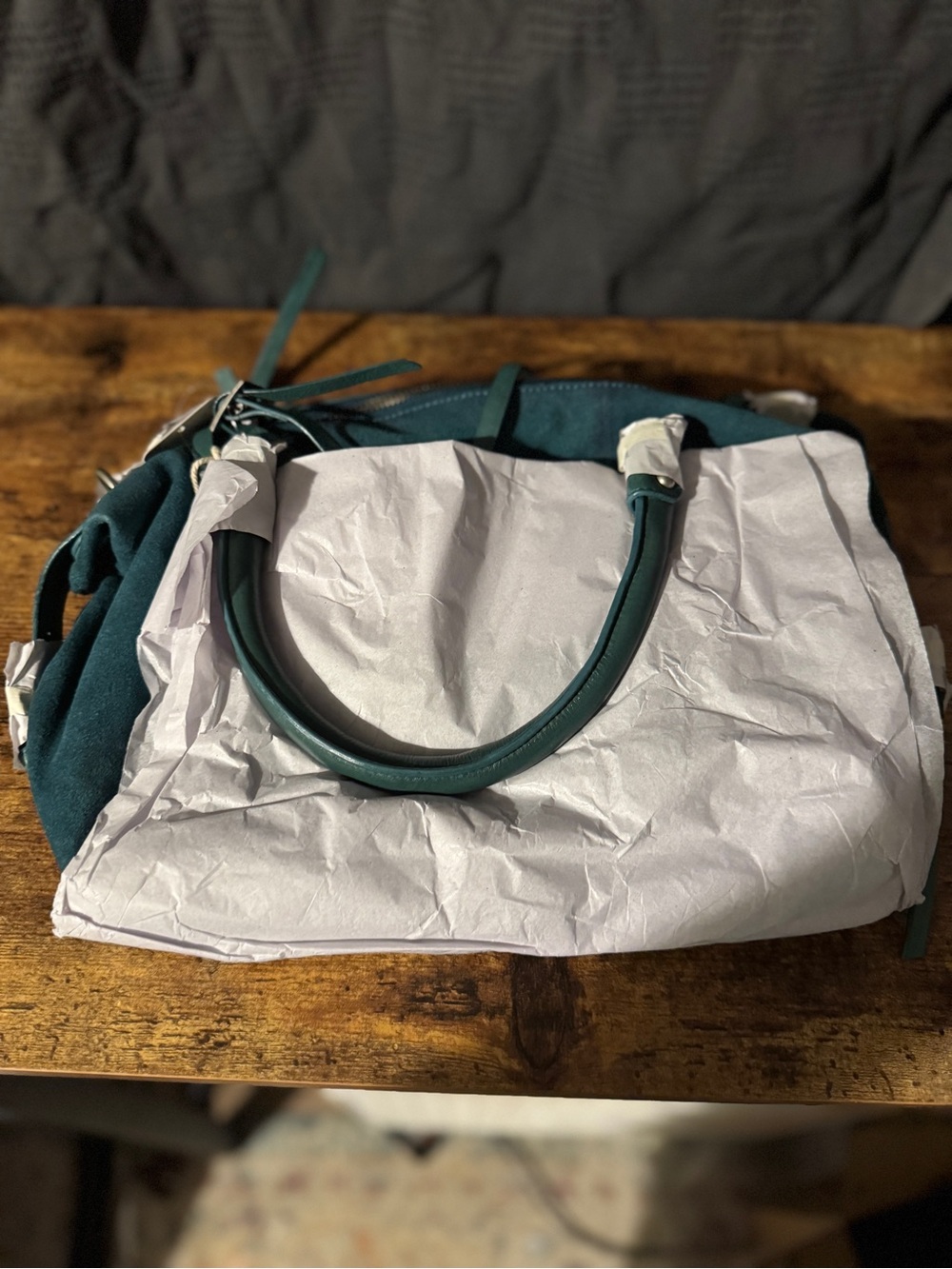 We the people Emerson tote mini Suede in Forest Green - Picture 3 of 10